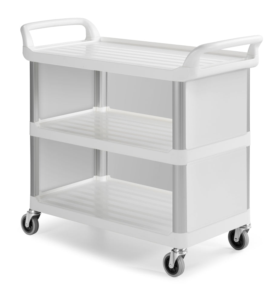 Wózek kelnerski Shelf A3700 z 3 półkami i osłoną górną i dolną, biały