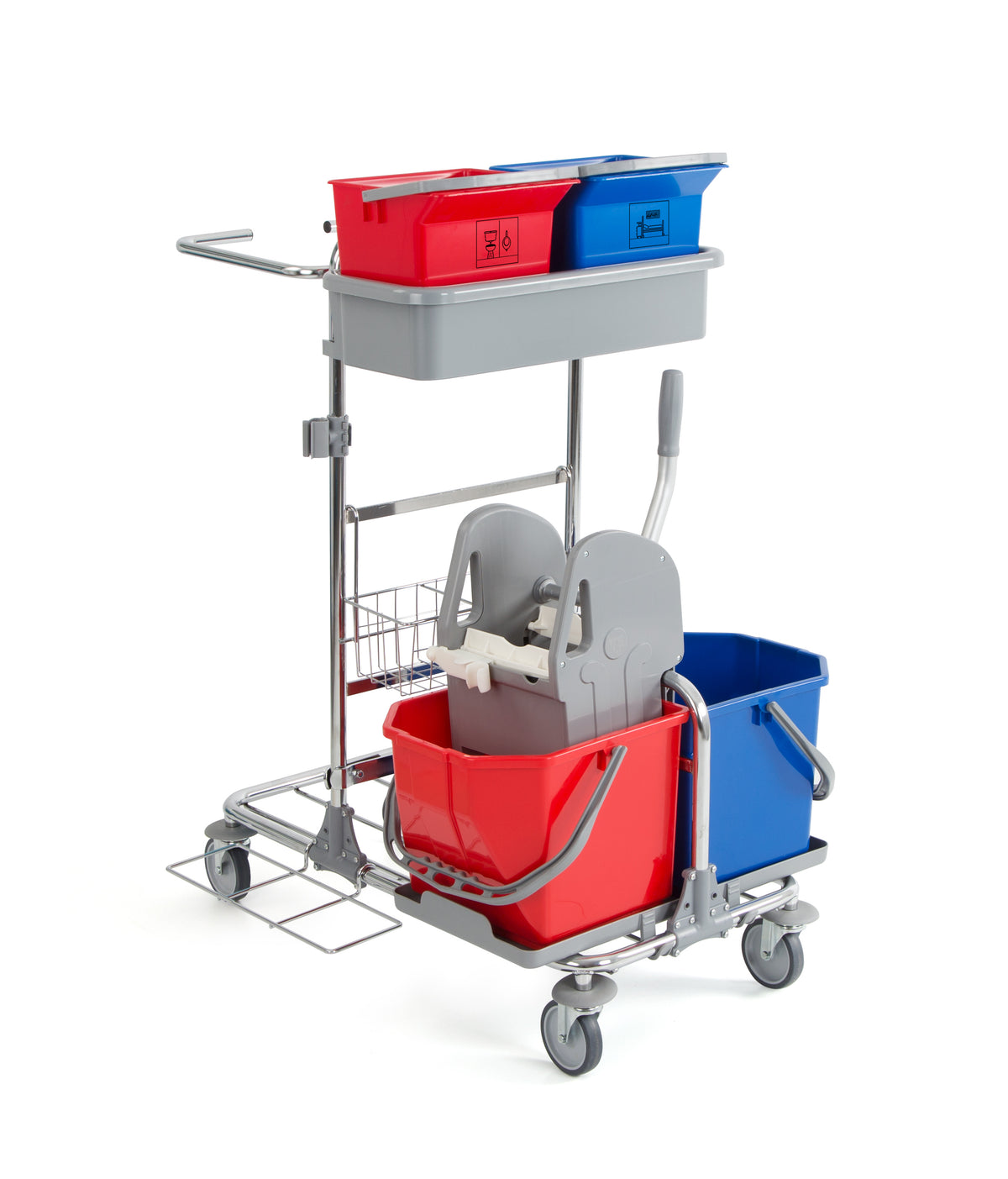 Wózek serwisowy Tecno 01 z wiadrami 2 x 15 l, chromowany