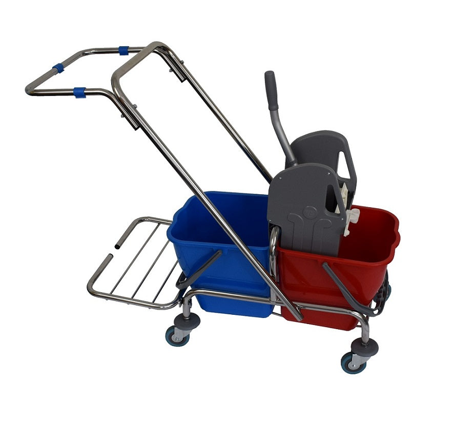 Wózek do sprzątania 2 x 15 l z uchwytem na worek, chromowany