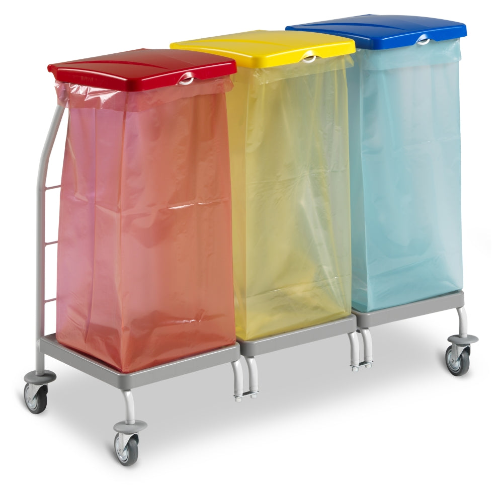 Wózek na odpady Dust 4164 Rilsan 3 x 70 l z pokrywami bez pedałów