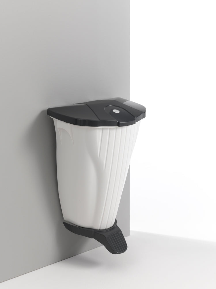 Pojemnik Wall-Up 50 l z pedałem, biały z ciemnoszarą pokrywą
