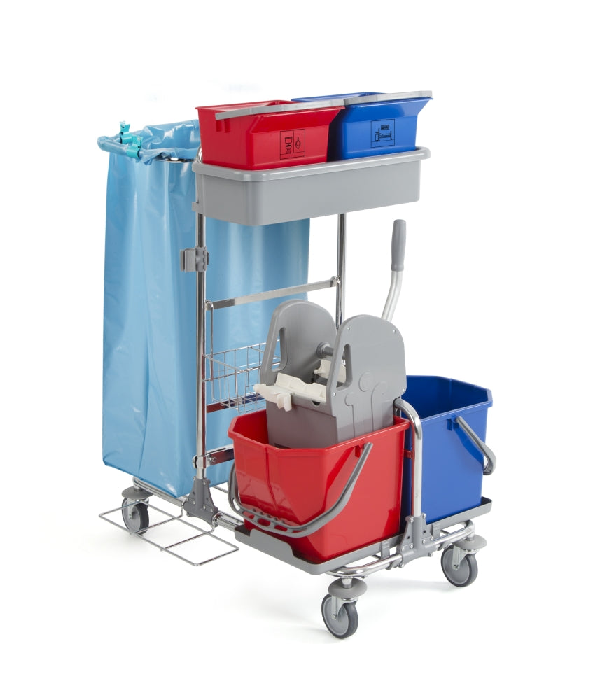 Wózek serwisowy Tecno 01 z wiadrami 2 x 15 l, chromowany
